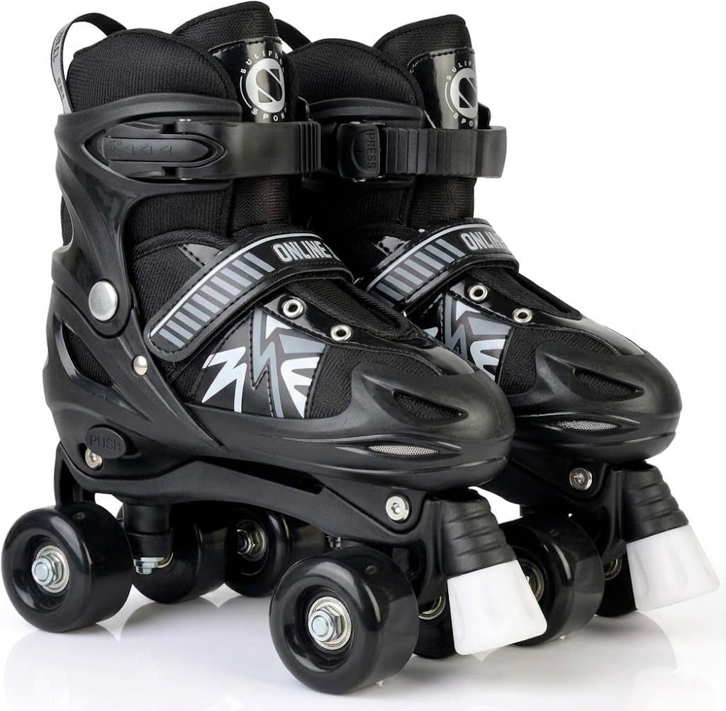 Kids Roller Skates for Boys and Girls 4 Size Adjustable Roller Skates with Full Light Up Wheels Perfect Gift for Birthdays Indoor Outdoor Sports 6-10 Years Old