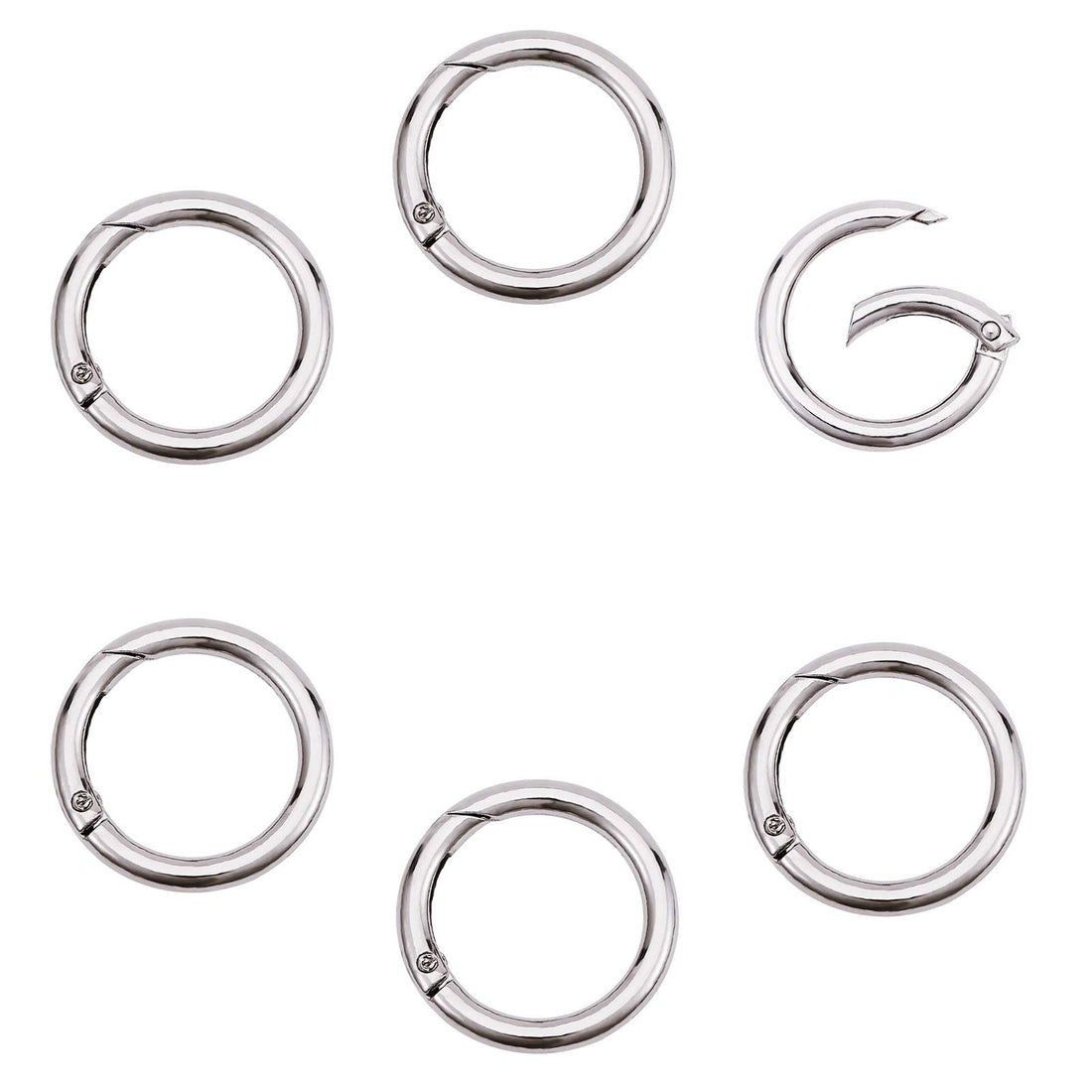 JAZZEEL 12pcs Round Spring Snap Hooks, 33-35mm Alloy Circle Key Rings, Clip DIY Accessories for Handbag, Purse Shoulder Strap & Buckle Hardware for Fashion & Craft Projects for Designers