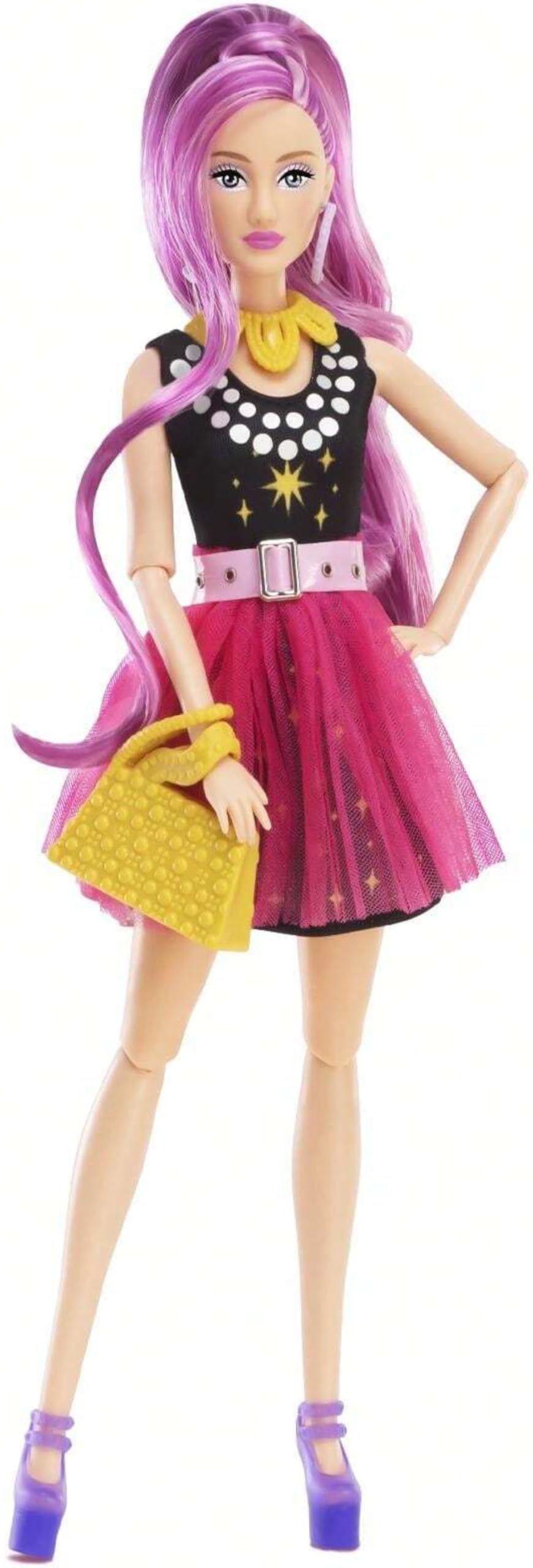 TOYS LAND Lucy Fashion Doll With Bag And Accessories 29cm- Jointed Doll, Unique Modern Outfits And Movable Body And Fine Hair, Style Fully Posable Fashion Doll Birthday Gift for Girls Kids 3+ (Lucy-C)