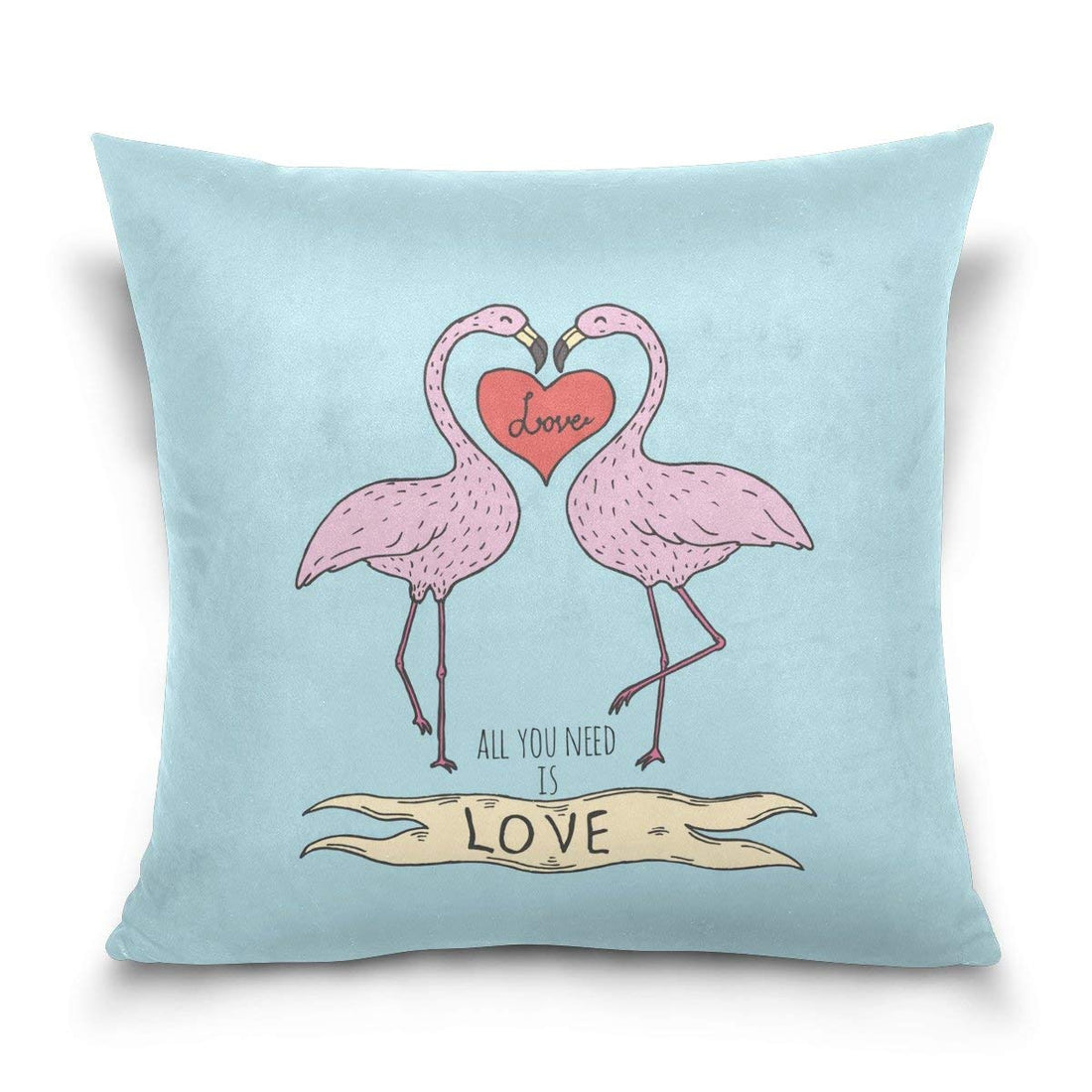 NA Double Sided All You Need is Love Heart Flamingo Cotton Velvet Pillow Case Square Inches Sofa Waist Throw Cushion Cover