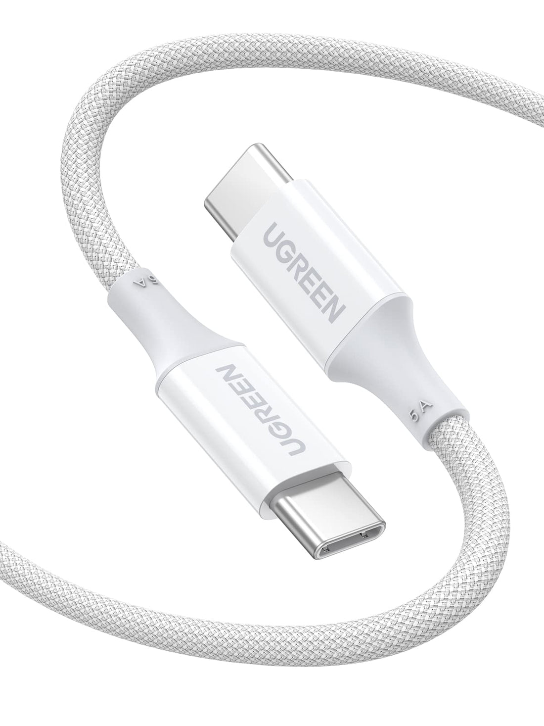 UGREEN USB-C to USB-C PD Fast Charging Silicone Braided Cable 100W Max White 1m