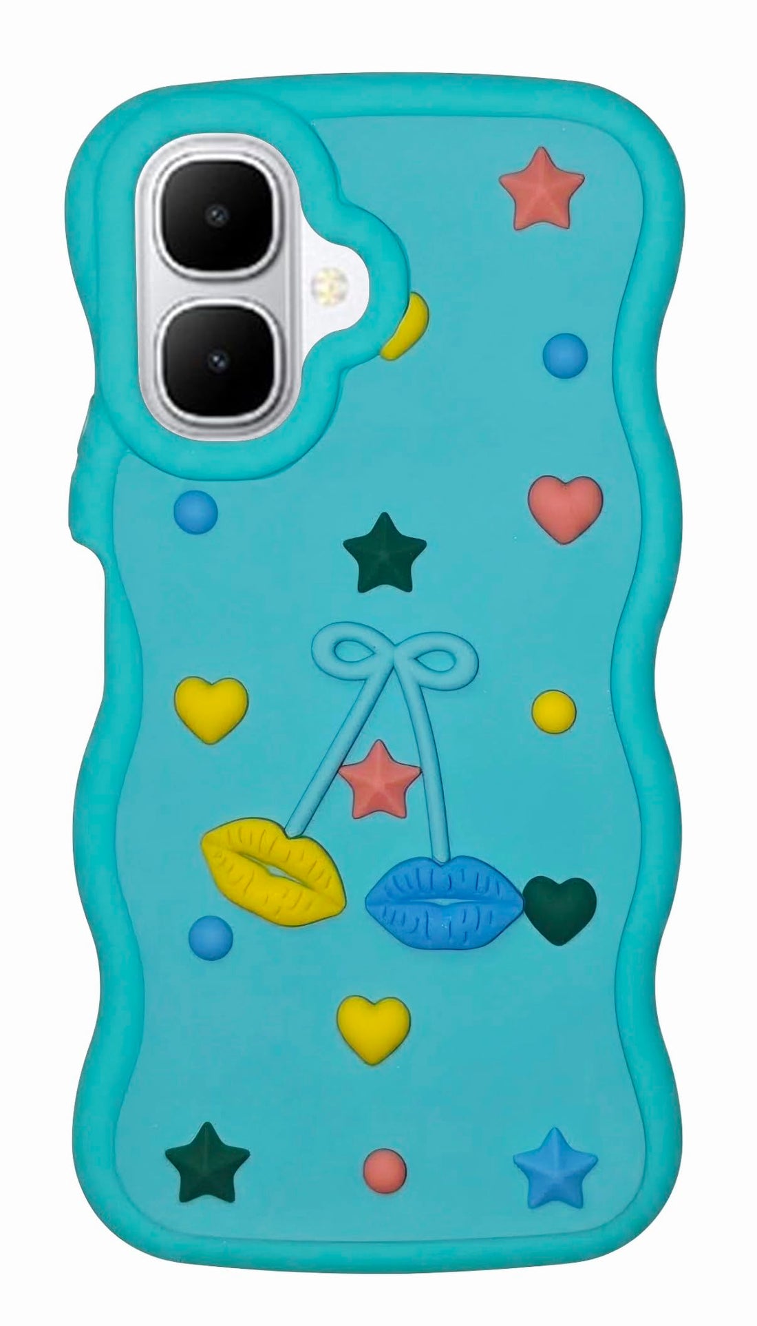 Akiira Back Cover For Infinix Smart 10 TPU Phone case with 3D Lip toys Drop Protection, Non-Slip Airbag Design For Women and Girls (Turquoise2)