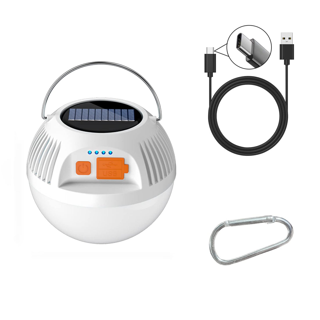 LED Camping Lantern, Type-C Rechargeable & Solar Powered Camping Light, Portable Hanging Tent Light with 1000LM, Emergency Light for Bedroom/ Baby Nursery /Camping/Hurricane with Hook