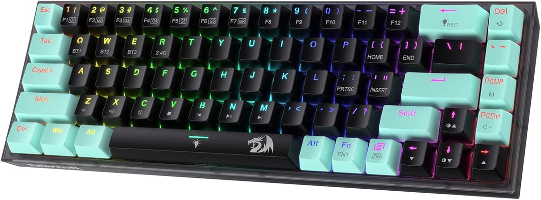 REDRAGON Gaming Keyboard K631 CASTOR PRO 60% 3-Mode Wireless RGB, 68 Keys Hot-Swappable Compact Mechanical Keyboard w/Hot-Swap Free-Mod PCB Socket & Translucent Board, Custom Panda Switch