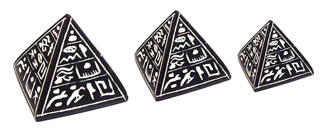 immatgar Egyptian pharaonic Decorative 3 Pyramids Statue ancient Egyptian souvenirs gifts handmade Home decor Sculptures (Black)