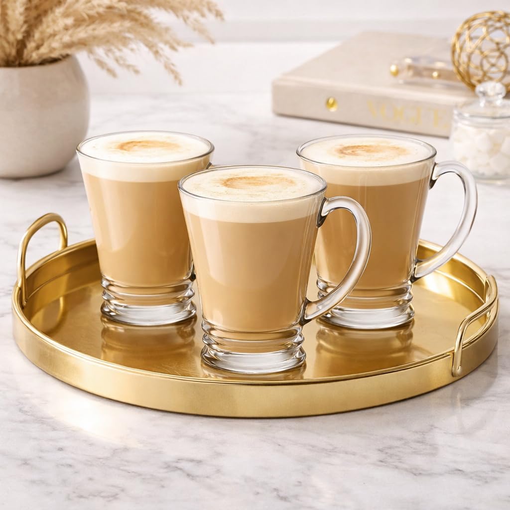 OVA Glass Cups for Hot & Cold Beverages – Clear Durable Drinking Glasses for Coffee, Tea, Cappuccino, Juice, Water – Perfect for Serving & Daily Use (3)