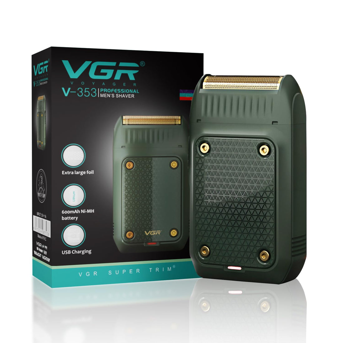 Vgr V-353 Professional Ultra Thin Electric Shaver - Rechargeable Razor For Face Care, Beard Trimmer With Reciprocating Blade, USB Travel Shaver For Men - Green