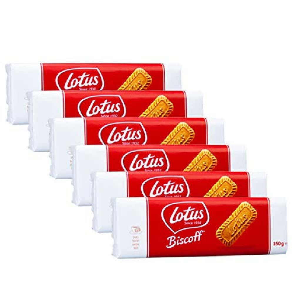 NOTTACIA Lotus Biscoff Biscuit Packet, 250g (Pack of 6)