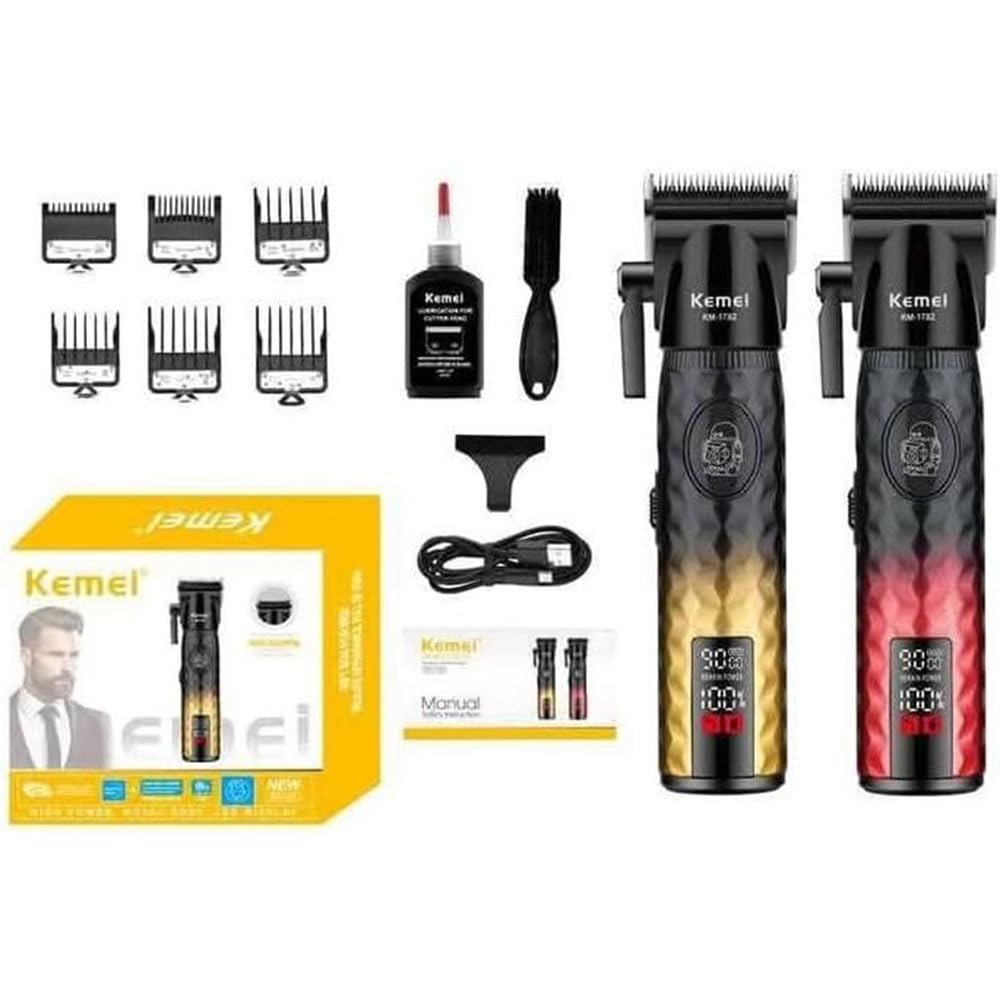 KM-1782 Professional Shaver Metal Body Black DLC Blades 2 Turbo Speeds Up to 9000RPM