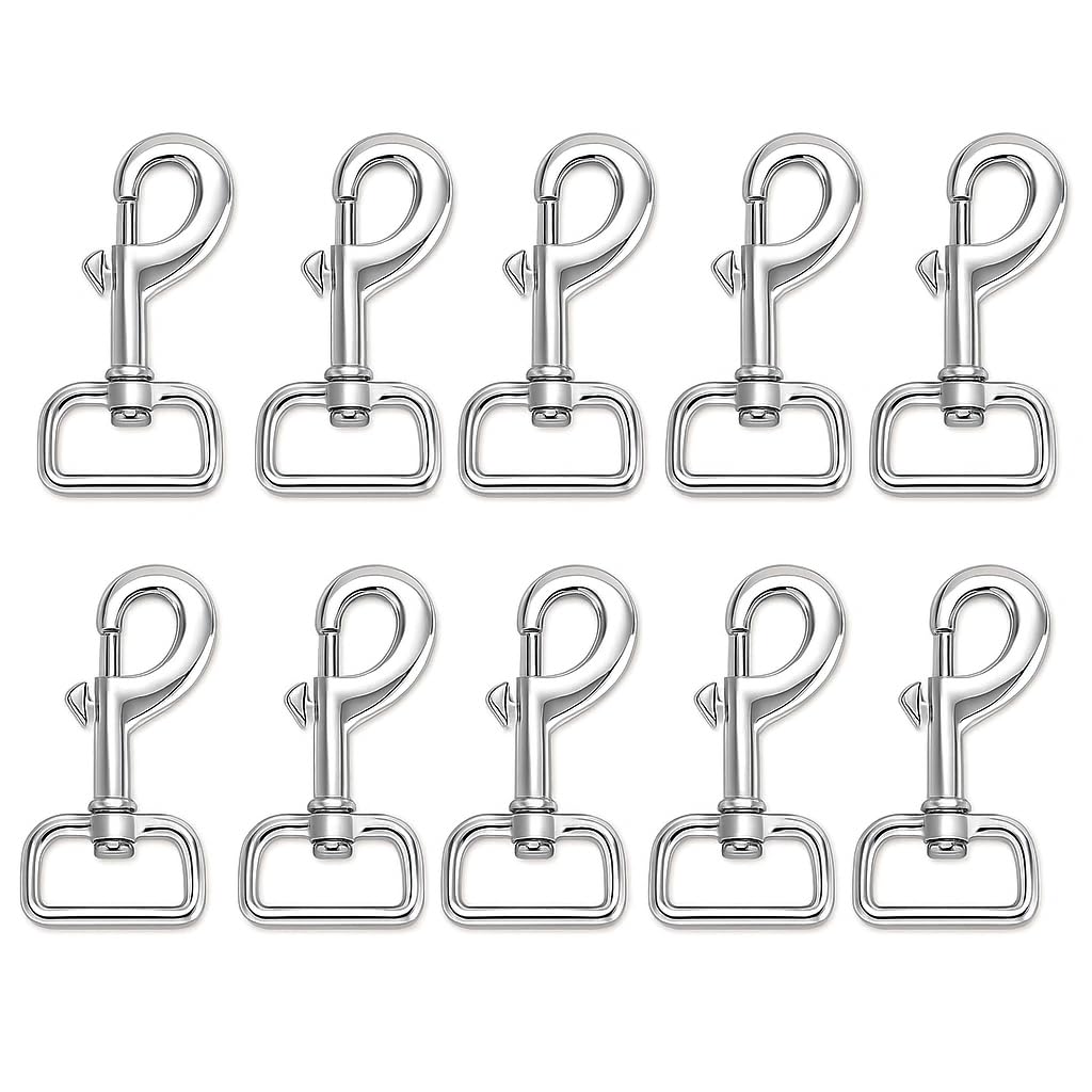 Mandala Crafts 1 Inch Swivel Snaps Hooks Heavy Duty Eye Bolt Snaps for Pet Leash Clips Flag Clips - 10 3.25 in Long Silver Tone Swivel Hooks Trigger Clasps for Bags Straps Harnesses