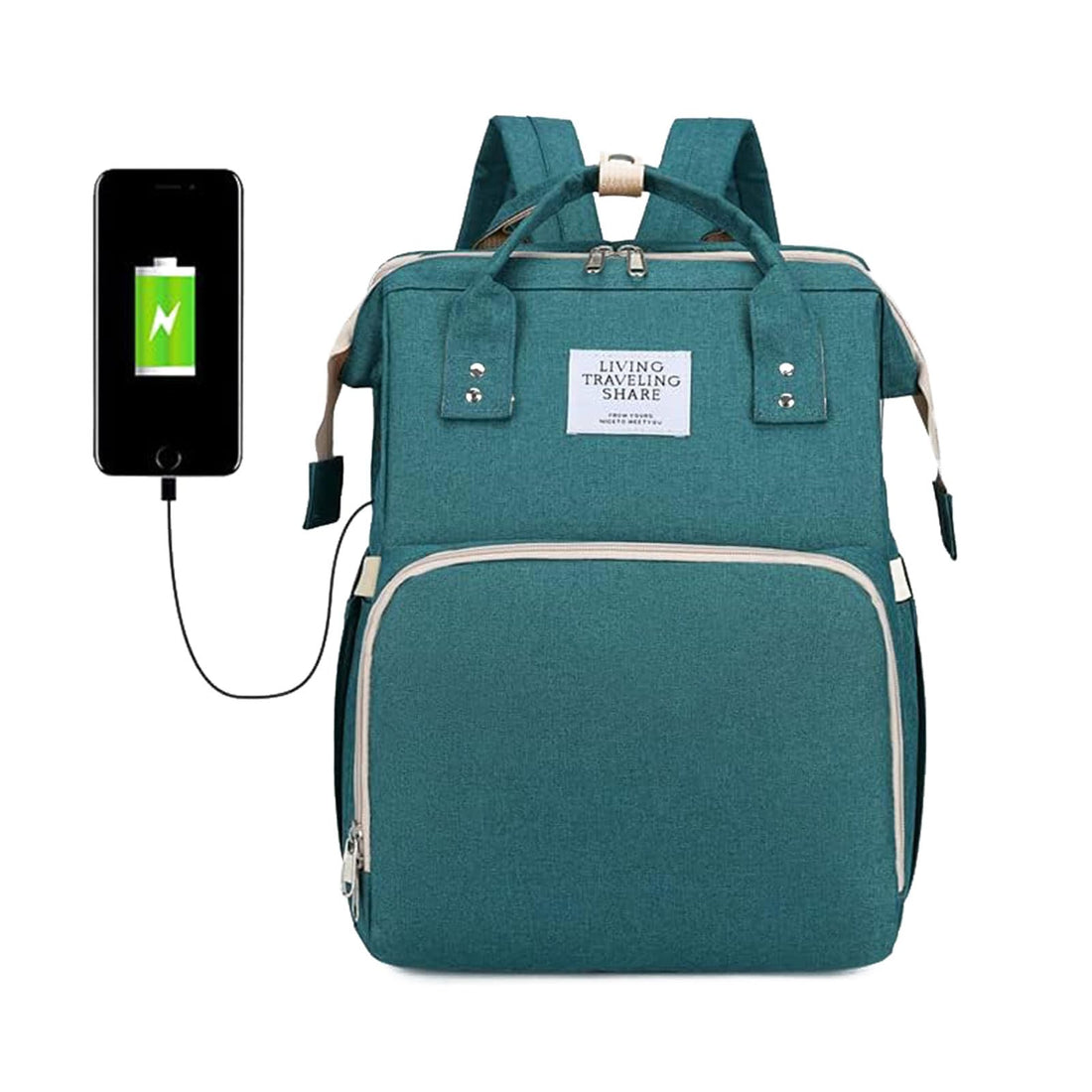 TDOO 3 in1 Multifunctional Mummy Bag, Foldable Nappy Backpacks Baby Bed with Hook & Changing Pad, Portable Travel Bassinet Bag Functions as Diaper Bag and Changing Station, with USB Port (D)