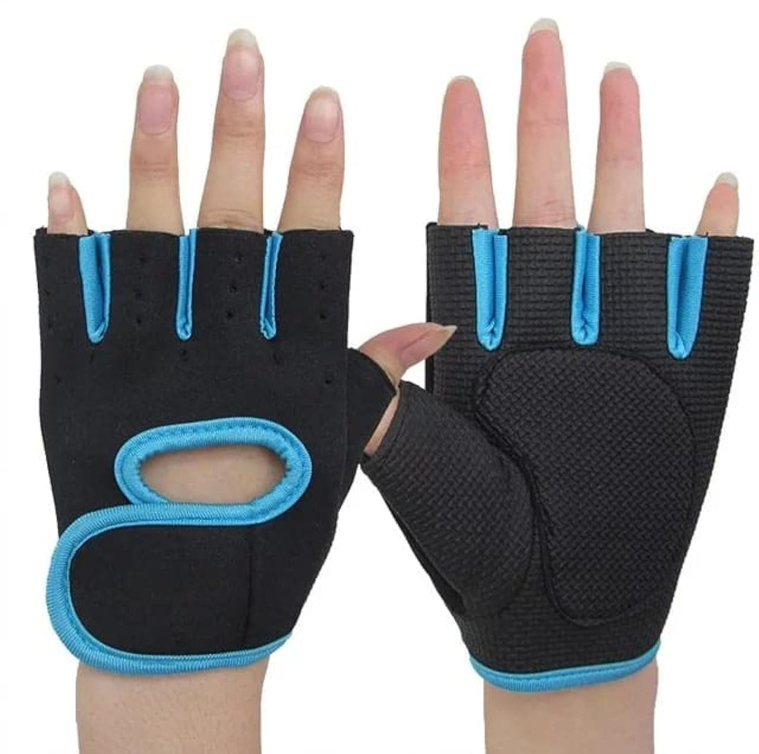 Qshop Half Finger Fitness Gloves Home Gym Weight Carrying Cycling Gloves (Neoprene Blue)