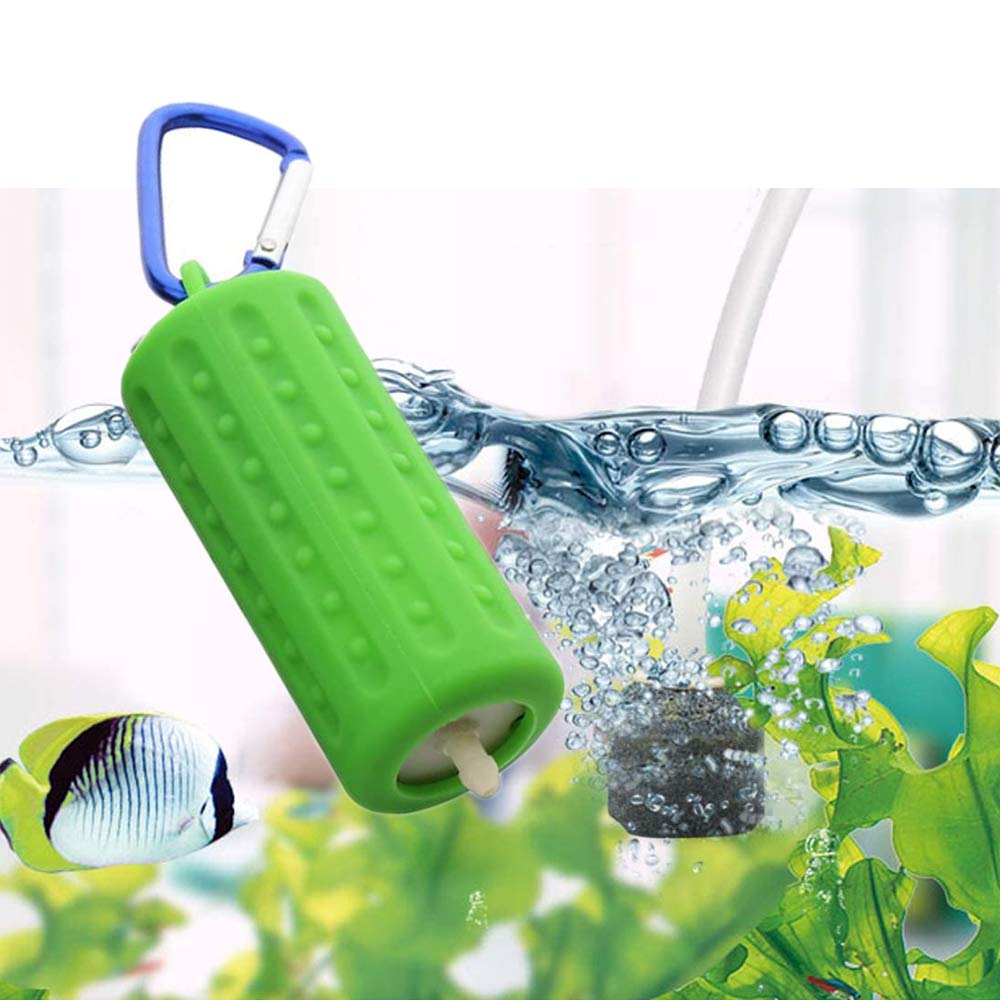 KABASI Aquarium Air Pumps, Mini USB Ultra Silent Aquarium Fish Tank Oxygen Air Pump with Air Stone and Silicone Tube, High Efficiency, Energy Saving, Plug and Play, 5V (Green)