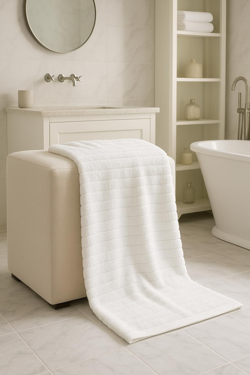QBED 100% Egyptian Cotton Towels – Soft & High Absorbency – Available in 4 Sizes – Perfect Modern – Hotel Quality (Piece One Only) (White, 70 * 140 CM)
