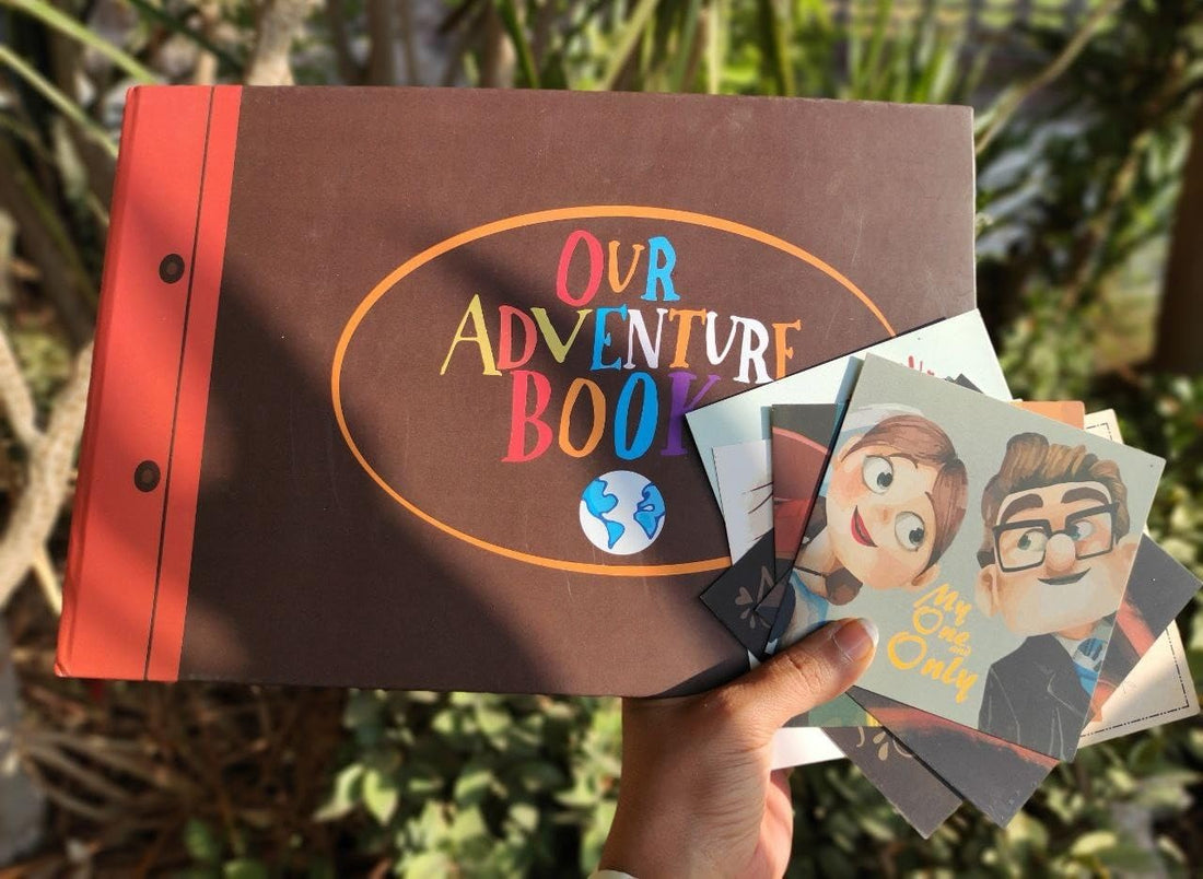 Adventure photo Album Book, Scrapbook Album with 4 Stickers sheet and 10 postcards,Hardcovers, 50 Papers