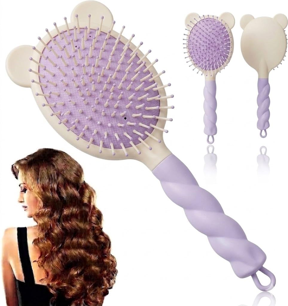 Hair Brush for Curly Hair, Curl Defining Brush, Curl Define Styling Brush, Defined Curls Detangling and Styling Hairbrush for Women to Reduce Pulling 1pc -multicolor