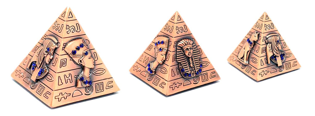 immatgar pharaonic Egyptian Pyramid From Metal souvenirs gifts from Egypt (Shape1 - Burnt Red - 6.5 CM Height)