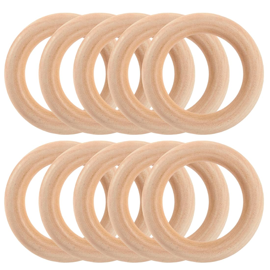 WUSCHOF 10 Pieces Wooden Rings, Wooden Rings, Natural Wood Circles for Crafts Decoration, Jewellery Making, Macrame DIY Connectors Pendants Ring
