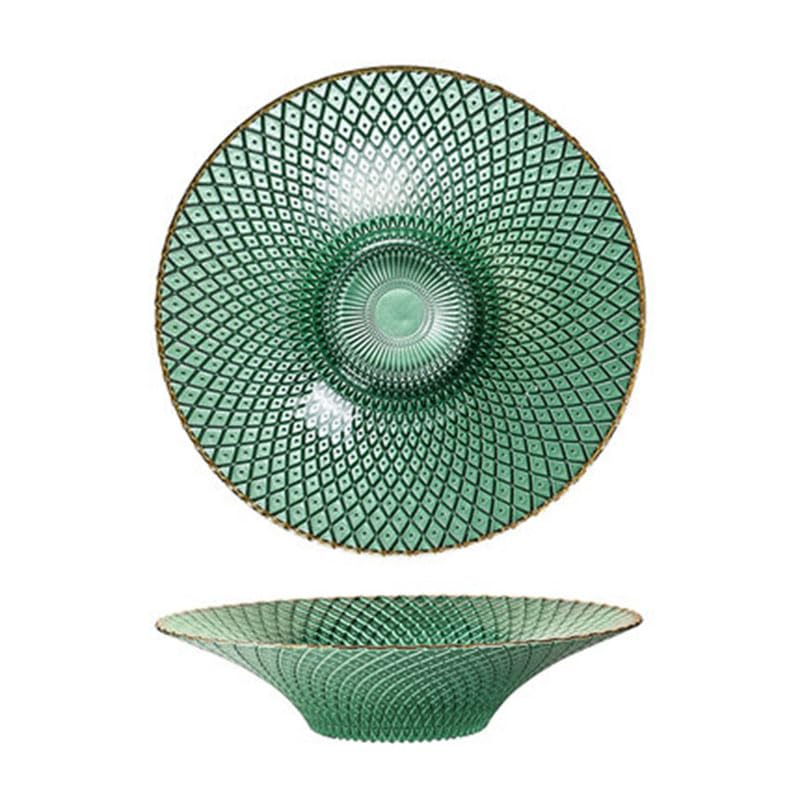 Fruit Bowl Fruit Tray Glass Fruit Bowl Modern Fruit Bowls Home Decor Rhombus Consistence Fruit Bowl With Gold Rim (26cm, Yellow)