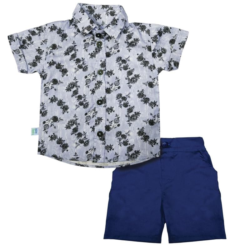 Baby Shoora Boys Half Sleeves Shirt&Short Printed Flower Half Sleeves Shirt&Short (pack of 1)