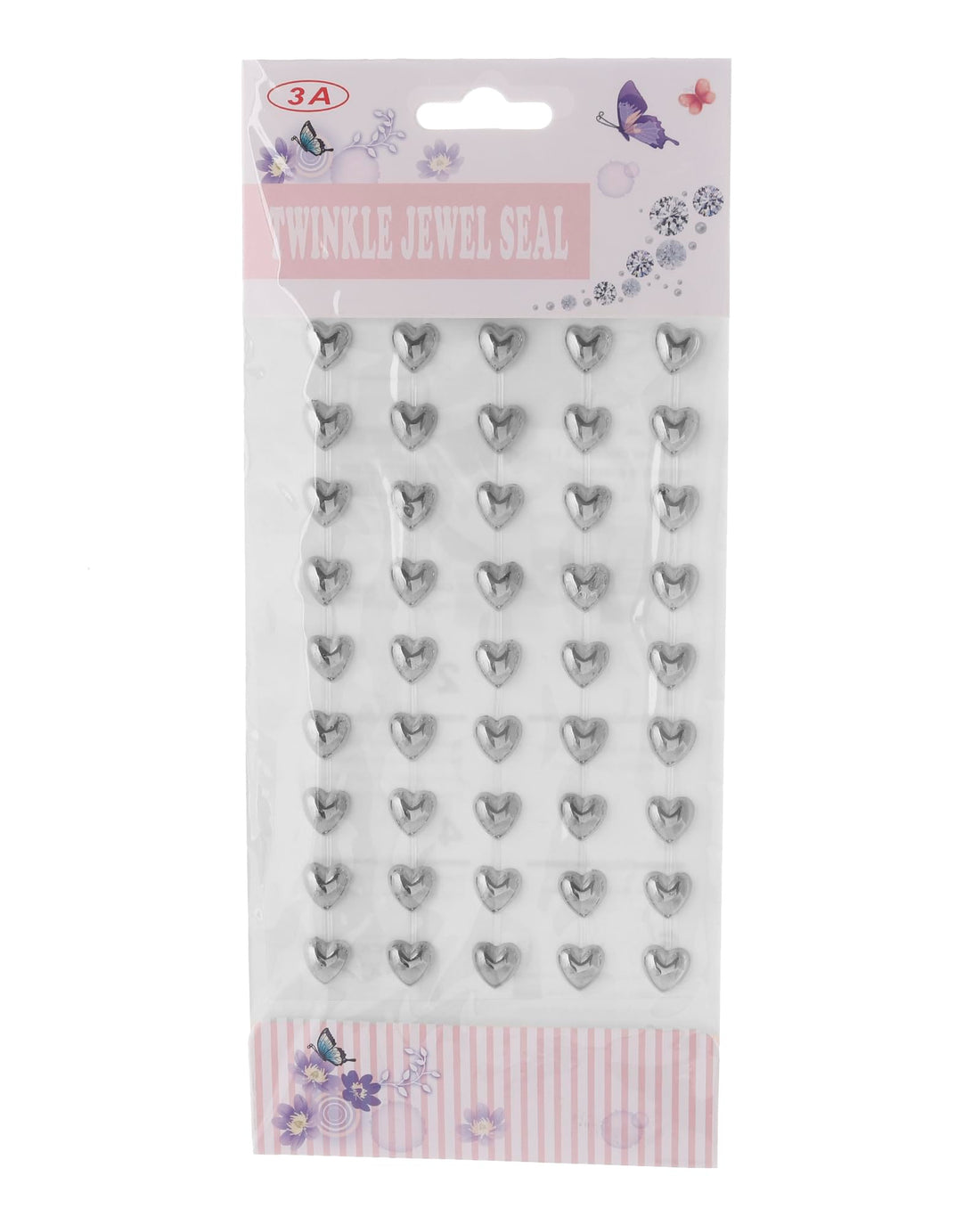 3A Heart Jewels Plastic Sticker For Paper, Decoration And Clothes - Silver 2498-1 - 3A-5160-Silver10