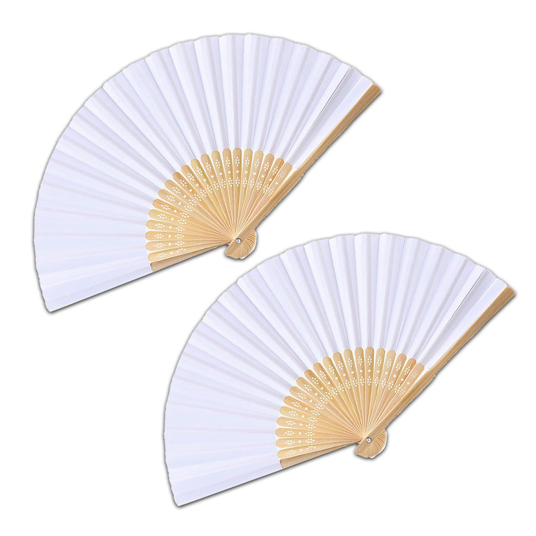 Bride Handheld Folding Fan White, 2 Pcs Paper Hand Chinese/Spanish Fans Wedding For Dancing Cosplay Props Wedding Party Home Decorations