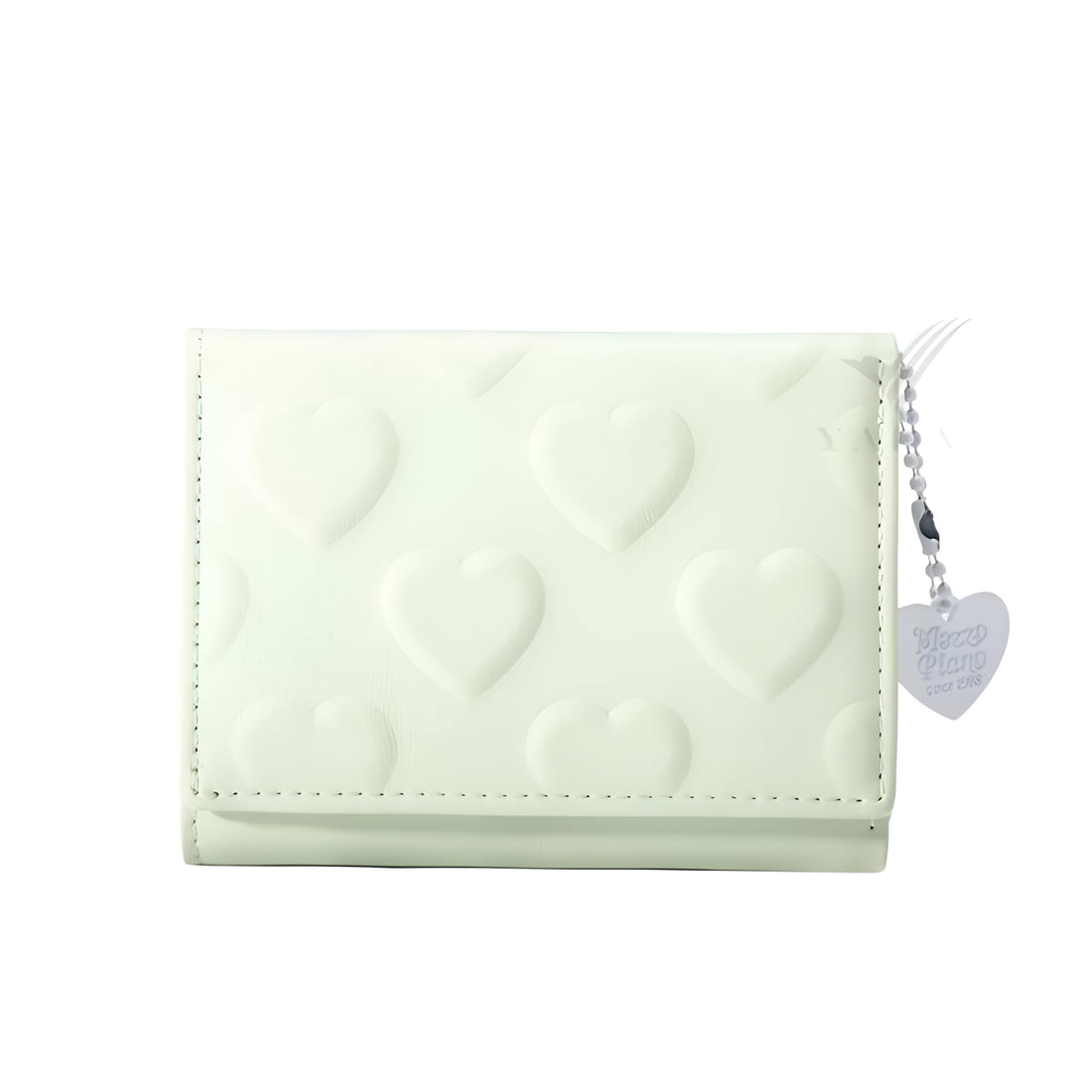 Heart-Print Wallet - Stylish small PU leather wallet featuring charming heart designs, ideal for modern Japanese-inspired girls seeking elegance and practical card storage. (green)