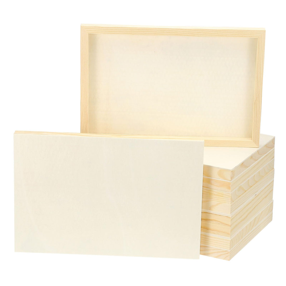 JAZZEEL Unfinished Wood Canvas Panels Cradle Board 20x30cm 10Pcs Natural for Oil Acrylic Pouring Encaustic Painting Rigid Frame Art Supplies Student Professional Warp Resistant Deep Profile