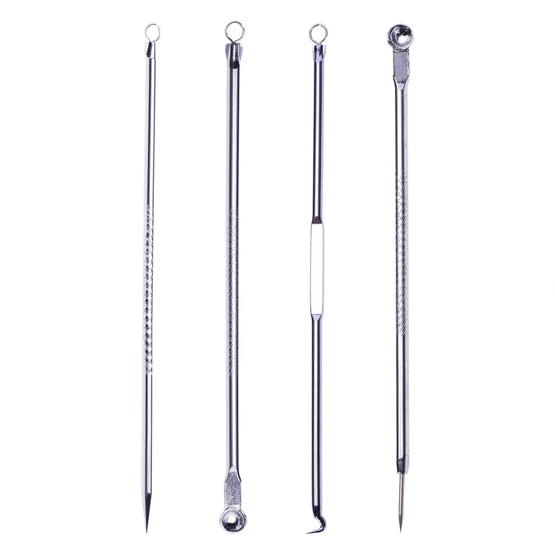 ONLYKXY Silver 4pcs/set Blackhead Comedone Acne Pimple Belmish Extractor Vacuum Blackhead Remover Tool Spoon for Face Skin Care Tool