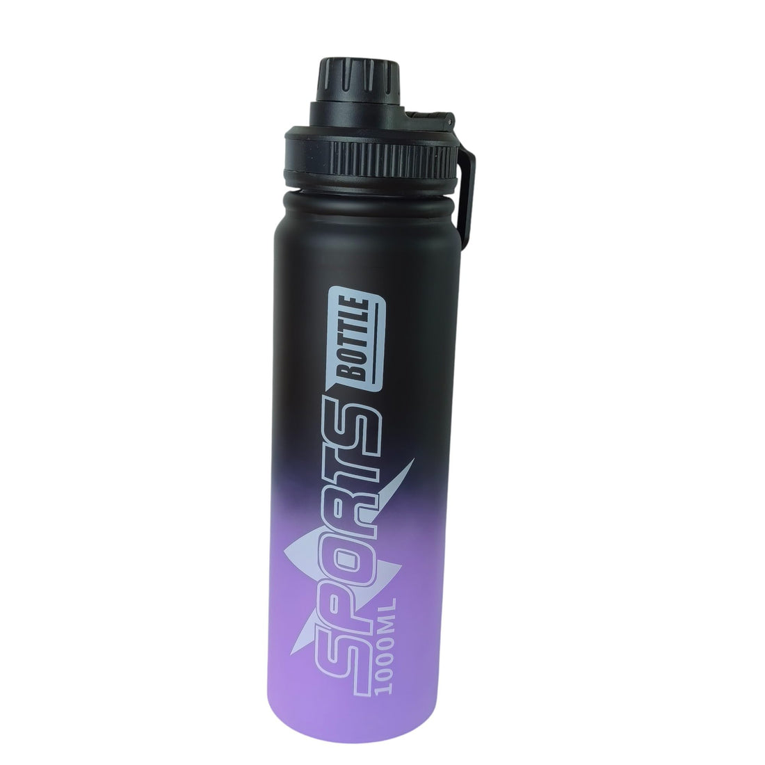 MD StayFit Sports Bottle with Handle, 1000ml Capacity, Graduated Design, Wide Mouth, Leak-Proof Cap, Measurement Markings (Purple)