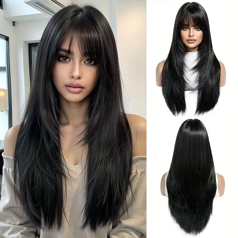 ECIF Long Black Fashion Wig For Women