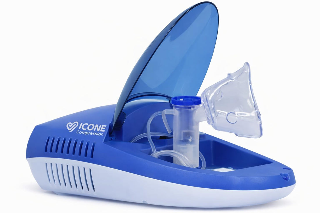 ICONE BC68003 Compressor Steam Inhaler with Mask for Adults and Kids, Medicine Cup, Air Tube and Filters, Noise Level 60dB