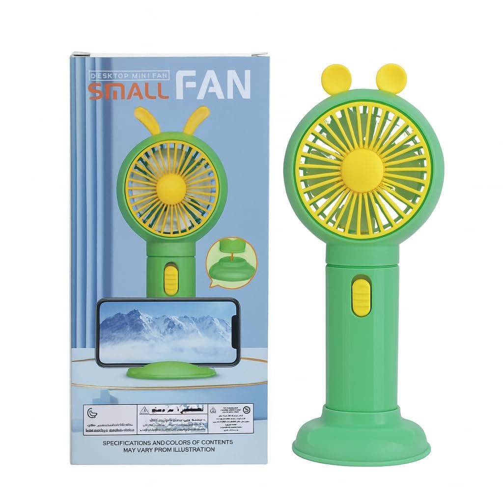 Portable Hand Fan - USB Rechargeable Mini Desktop Cooler with Built-in Phone Holder, Lightweight and Quiet Operation for Personal Comfort Green Finish for Daily Use