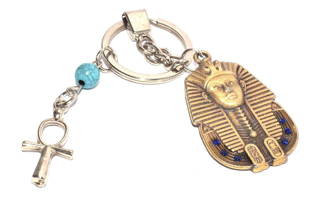 immatgar pharaonic king Tutankhamun, ankh key keychain Egyptian souvenirs gifts from egypt Pharaoh (Burnt Yellow2 with ankh key)