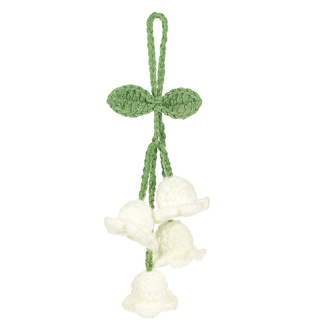 Crochet Flower Car Accessories, Crochet Orchid Car Decorations Handmade Crocheted Bell Orchid Pendant Cute Hanging Charm for Cars Keychain Bag Home Decor