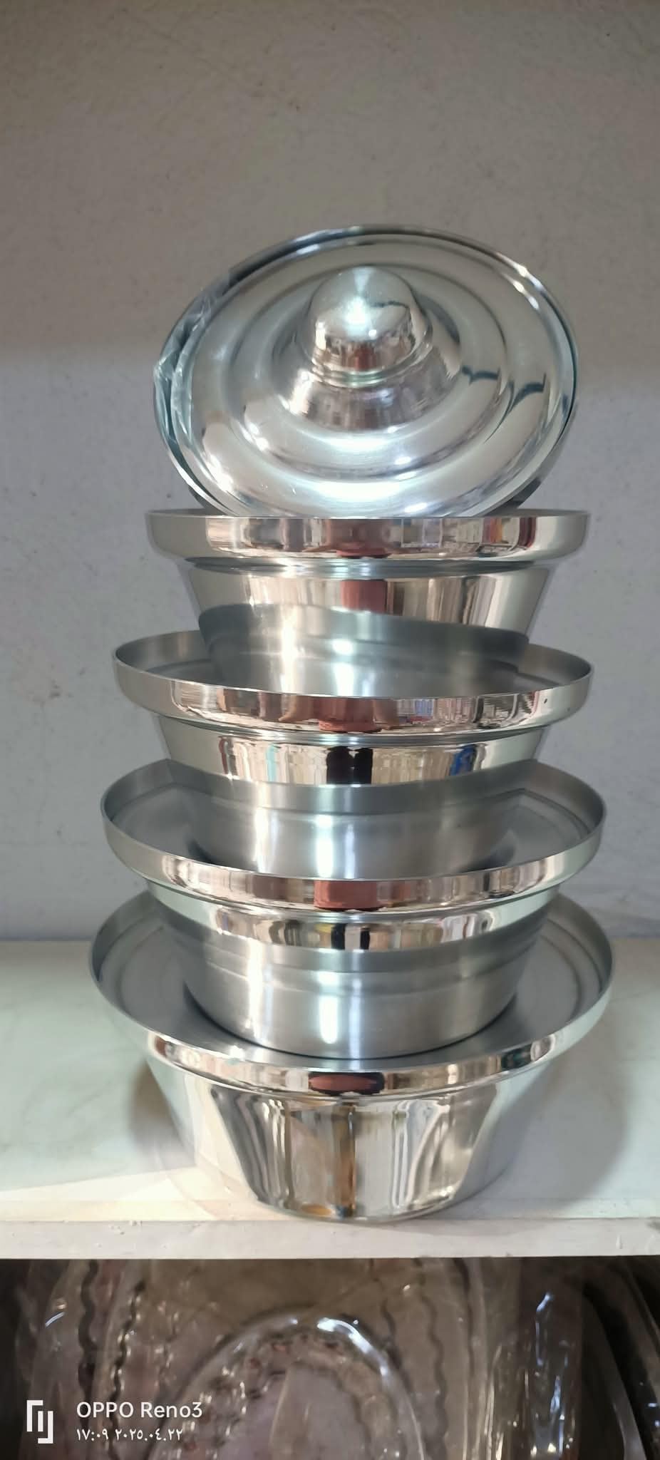 Aluminum Pot Set 5 Pieces With Lid, Largest Pot 30 cm, Shiny Silver