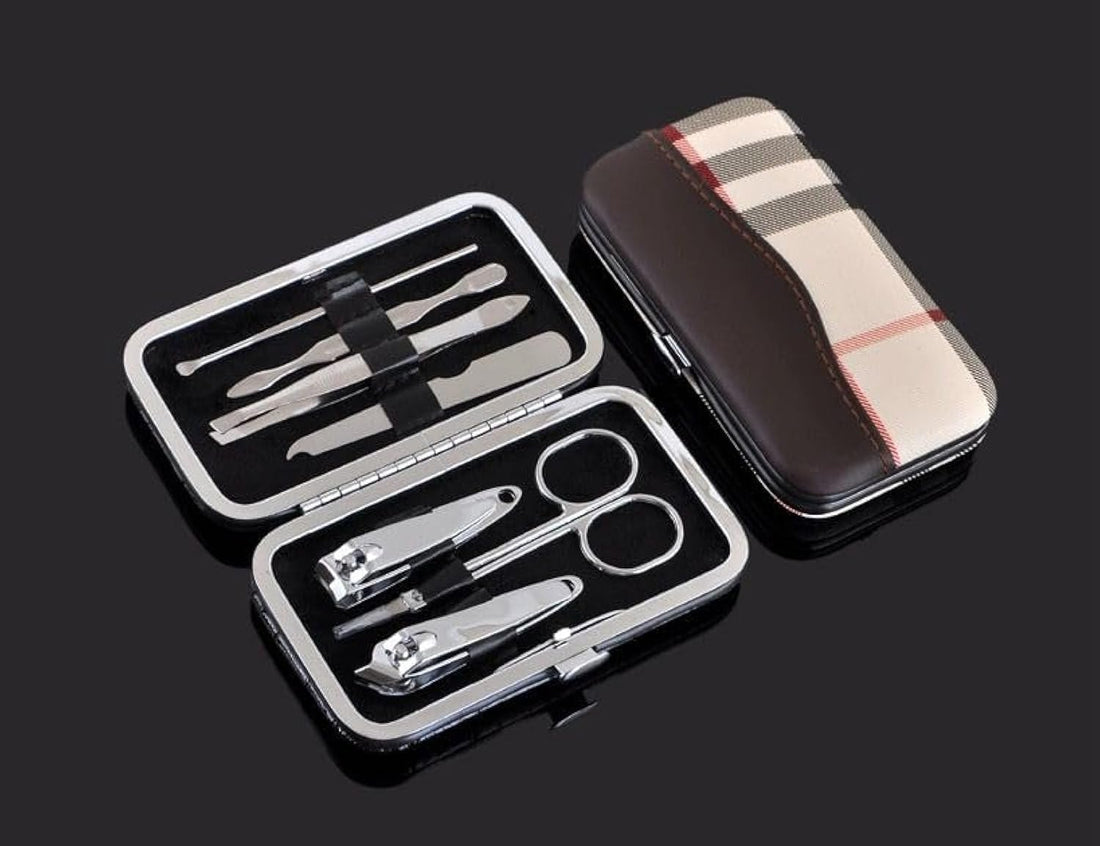 7 Pieces Stainless Steel Nail Care Kit Stainless Steel Nail Care Kit with PU Leather Case