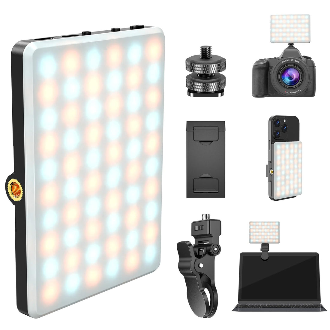 Portable Selfie Light with Front & Back Clip, Eagerey LED Light for Cell Phone ๐ผ๐๐๐๐-๐๐๐๐ Rechargeable Mobile Phone Light for Tiktok Photography Video, 10-level Dimming & 3 Modes