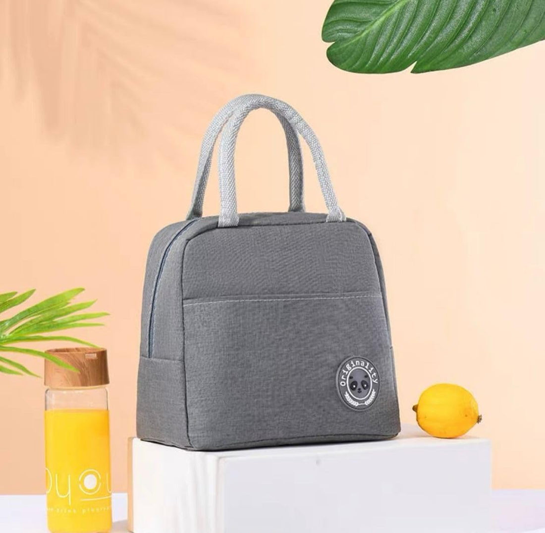 Bear Skin Sticker Lunch Bag, Portable Student Lunch Bag, Waterproof and Oil-Proof Insulation Bag, Office Workers Meal Bag, Thick Aluminum Foil (Grey)