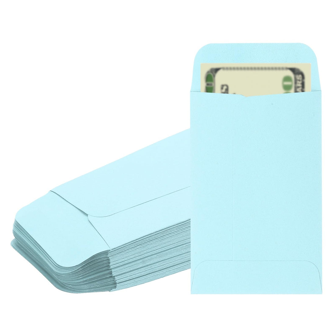 PATIKIL Money Envelope, 50 Pack 3.5" x 2.2" Cash Envelopes Money Holder Bags Budgeting Saving Challenge Letter for Gift Coins Checks Tickets Jewelry Passport Card, Light Blue
