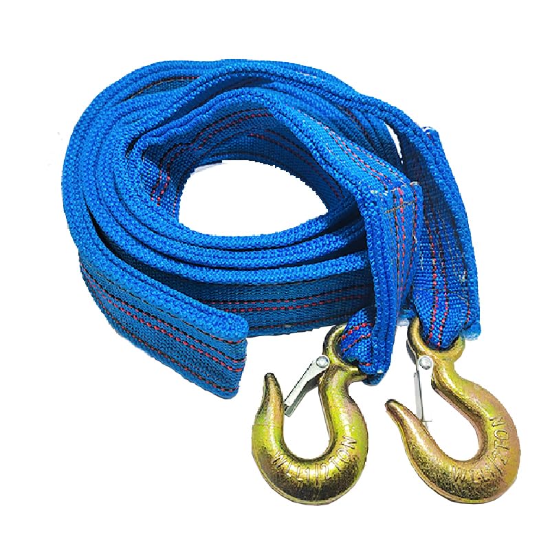 Kaber Egypt 2020 - Heavy Duty Emergency Tow Rope with Safety Latch Hooks and Reinforced Design for Vehicle Recovery and Emergencies (Blue, 4 Meters, 5 Tons, Code:8917)