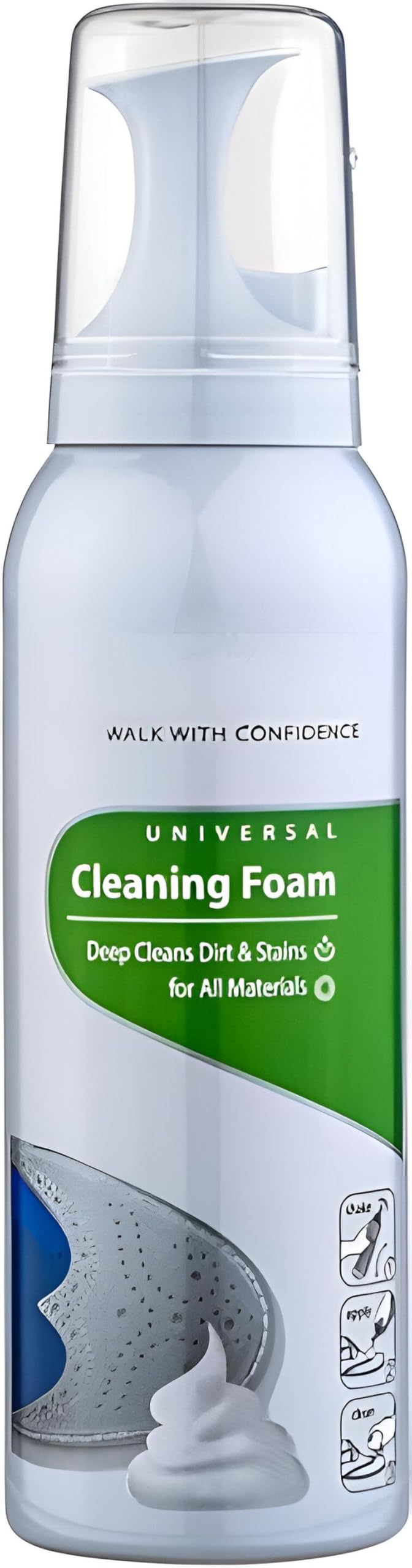 Deep Clean Foam - Powerful Shoe Cleaning Solution with Integrated Brush, 150ml Formula Removes Stubborn Dirt from Leather and Fabric Without Damage