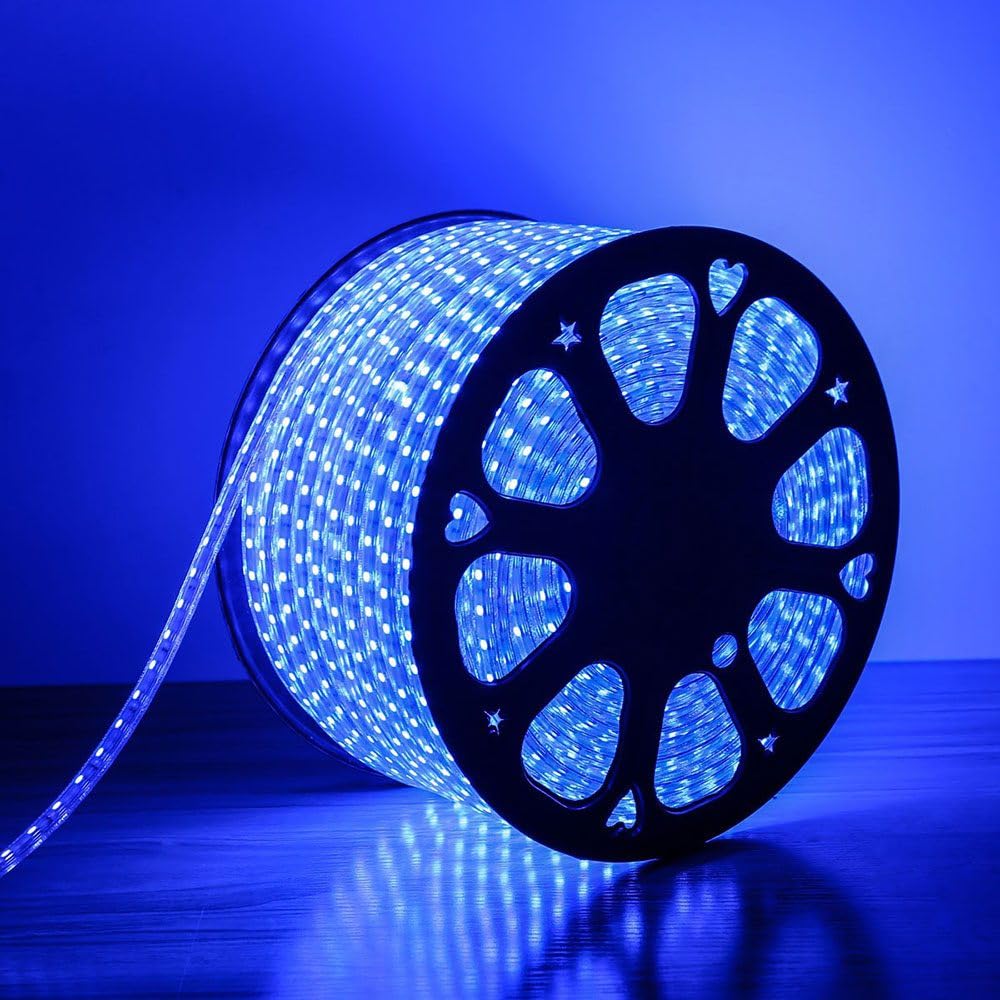 Shaheen Light Blue LED Strip Roll High Quality - 60 Bulbs In The Meter - Insulation Outdoor High Quality - Waterproof - For All Uses Inside And Outside The Home (Roll 30 Meters With 2 Sockets)