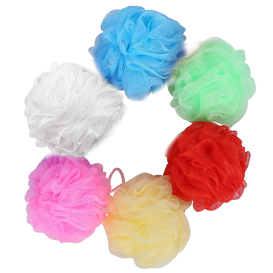 ECVV Bath Sponge Mesh Loofahs 6 Colors Mesh Poufs Shower Ball Skin Friendly Bathing Exfoliator for Men and Women Kids Bathing Boday Scrubber-Pack Of 6