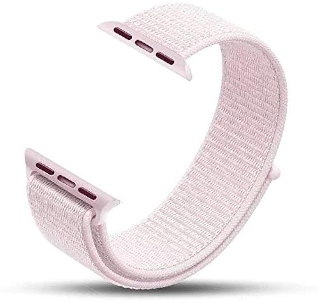 Nylon Watch Bracelet Compatible With Apple Watch 42 MM 44 MM Version 1 / 2 / 3 / 4 Pearl Pink Color