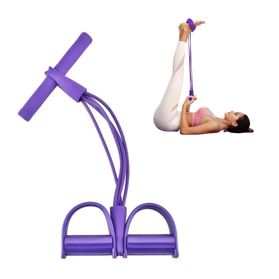 4 Tube Sit-Up Pull Rope Fitness Pedal Pull Rope Resistance Band Pedal Sit-Up Bodybuilding Expander Pedal Resistance Band Abdominal Trainer Gym Home Fitness Bands