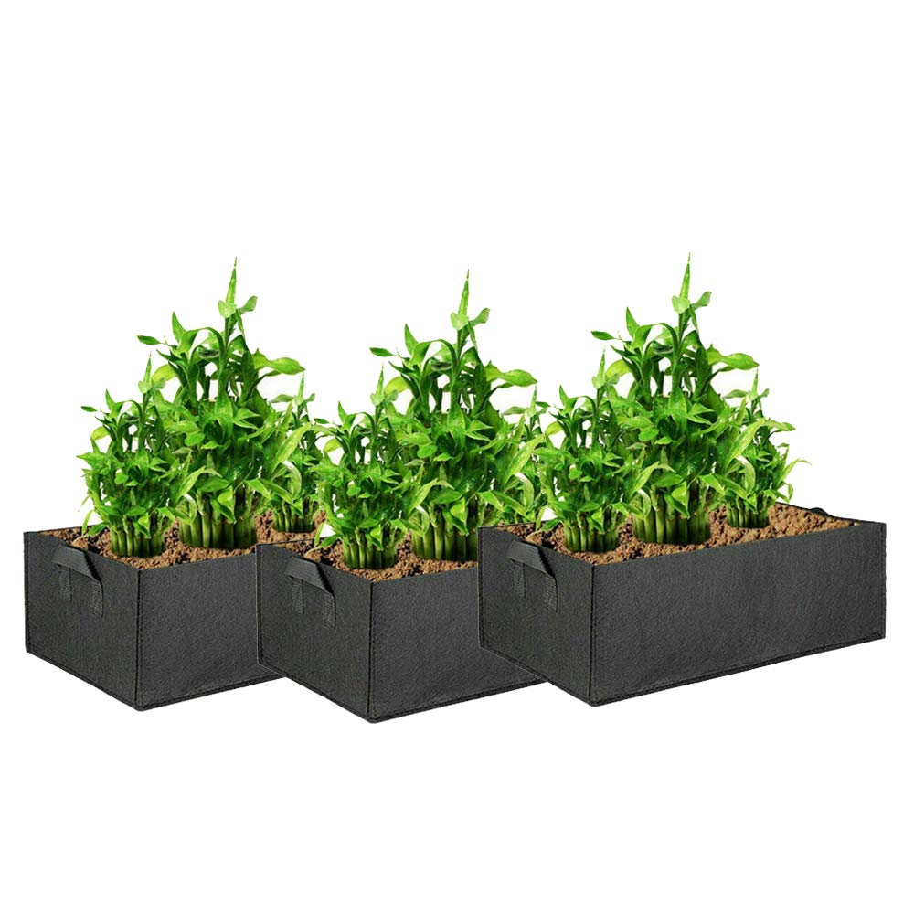3Pcs Reusable Large Plant Grow Bag Vegetable Planting Growing Bag Rectangular Fabric Breathable Planter Container Pots Home Garden for Flower Potato Tomato Carrot Black (50 * 30 * 20cm)
