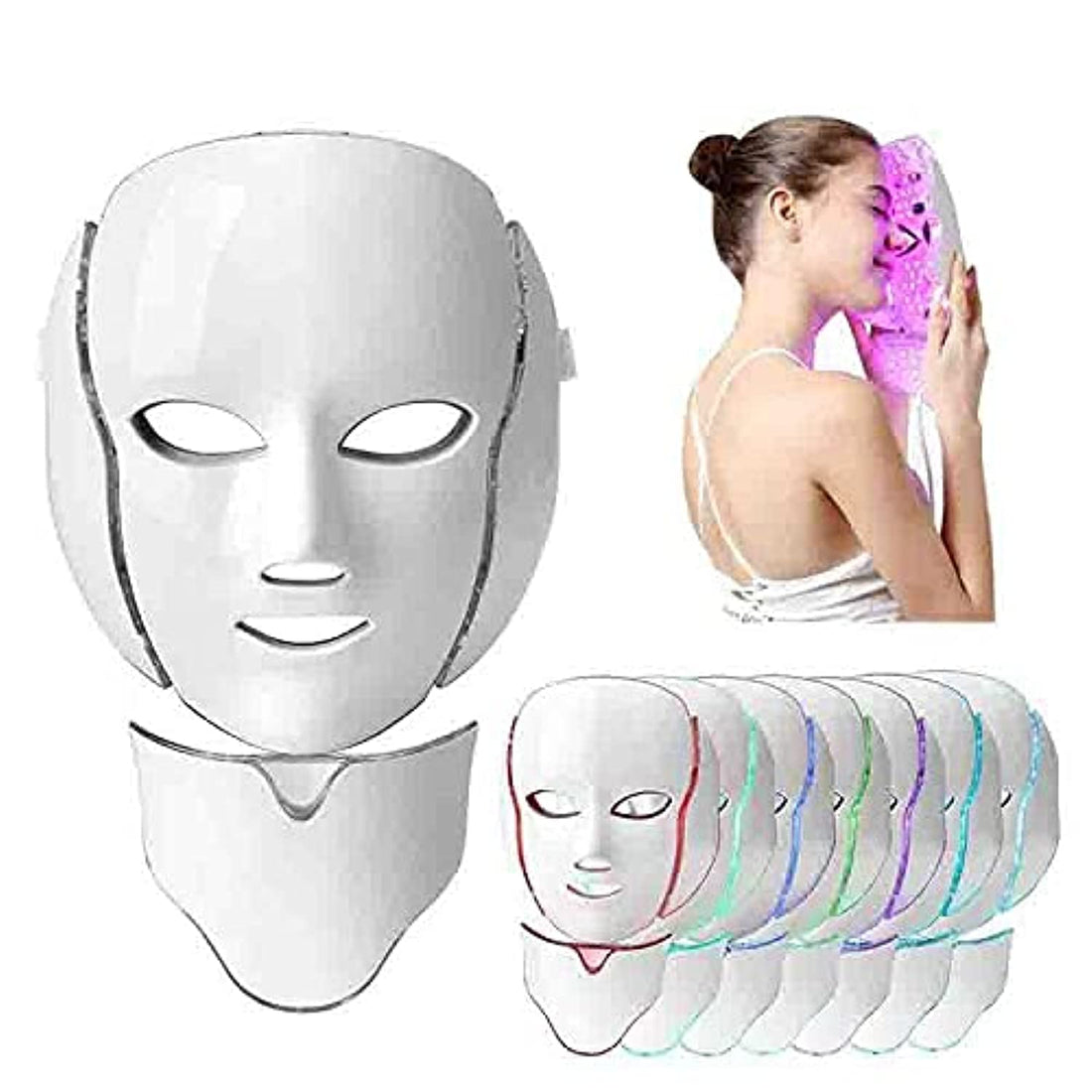 Mask Beauty LED Anti Wrinkle Acne Therapy Light Photon for Face and Neck Set