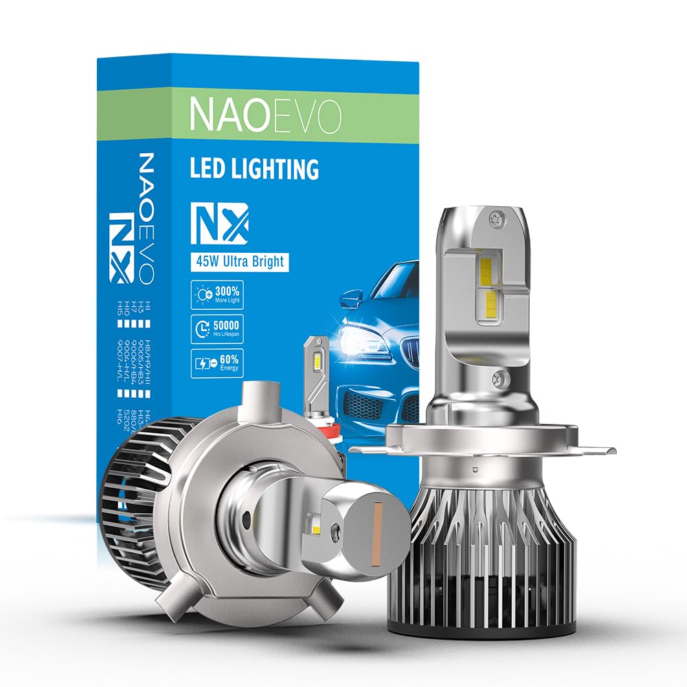 NX Series LED Headlight Bulbs 45 WATT/Bulb, 5000 Lumens/Bulb (H4)