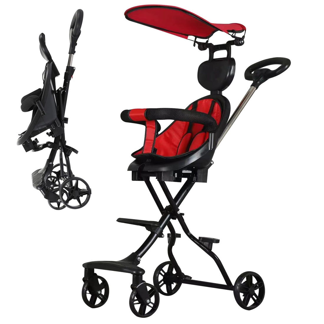 Beauenty Lightweight Travel Stroller, Kids Travel Stroller, Autofold Baby Stroller with Adjustable Multi-Position Seat and Awning(Style 2)